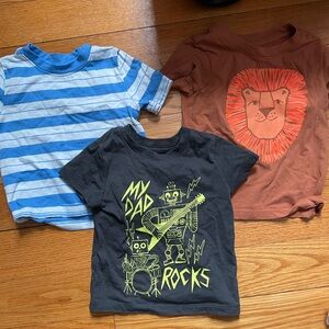Cat & Jack Kids Graphic and Striped Tees Set - Blue, Black, Brown